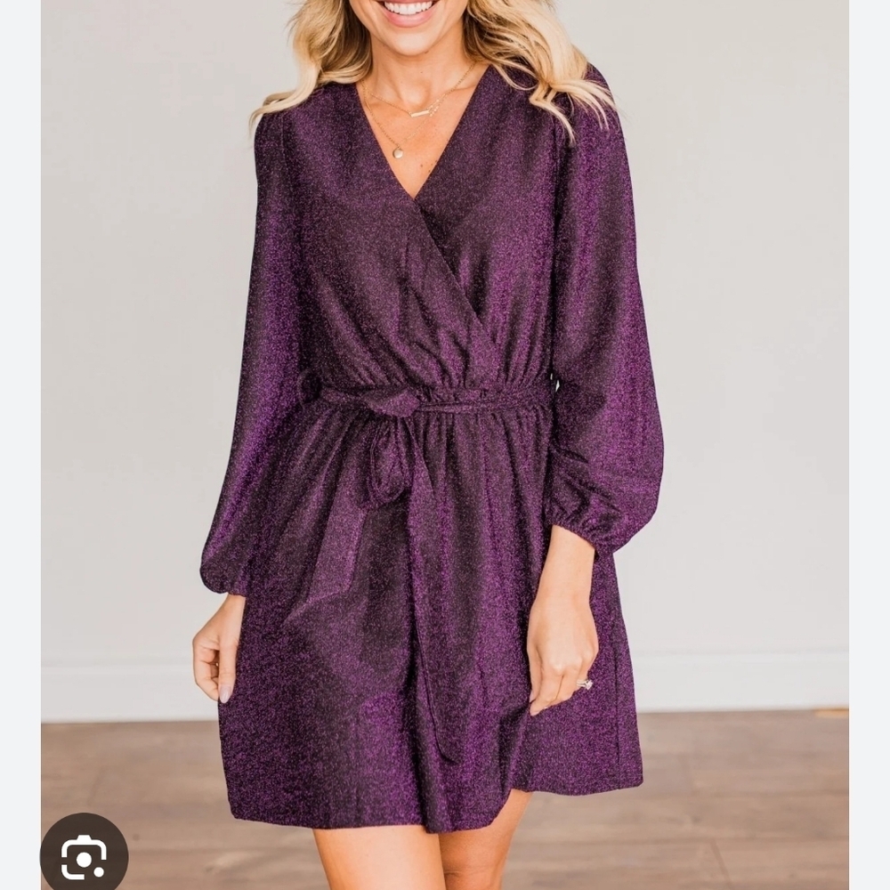 Nwot Chic Soul Metallic Glitter Wrap Dress 2x